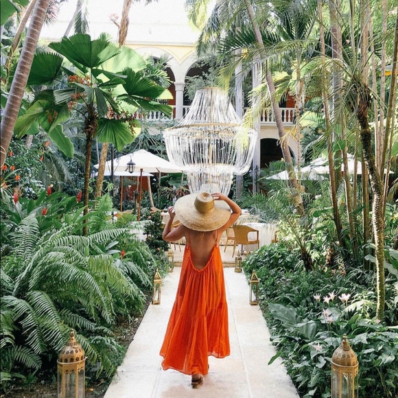 9Seed Dresses & Skirts - 9Seed Coral/Orange Backless Maxi Dress / Cover Up